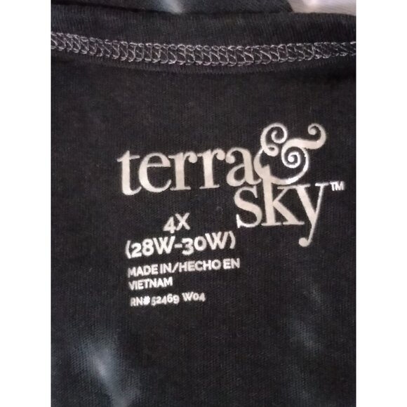 Terra & Sky Tie-Dye Black & White Sleeveless Asymmetrical Top Plus size 4X - Picture 5 of 6